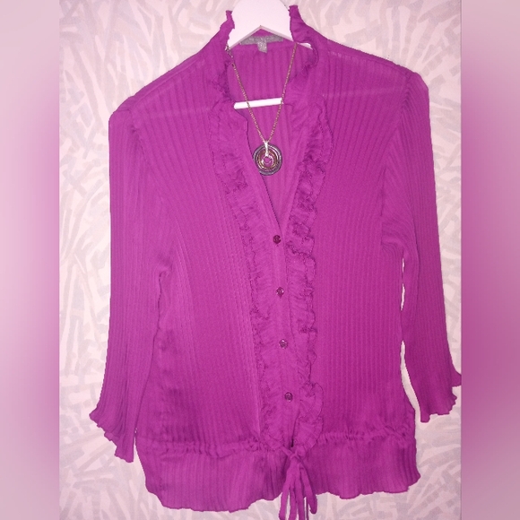 NY Collection Tops - NWT, Vintage Y2K, NY Collection Women's Purple Blouse, Size PL